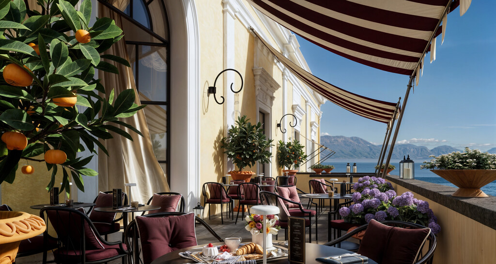 Villa Monaco, a Tribute Portfolio Hotel Seaside Villa Restaurant Terrace RENDER