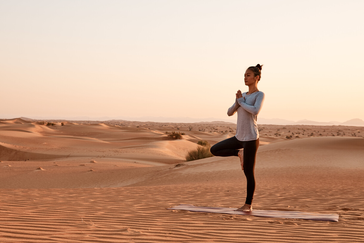 Travel Trends Report - Yoga Class at the Al Maha, a luxury Destination
