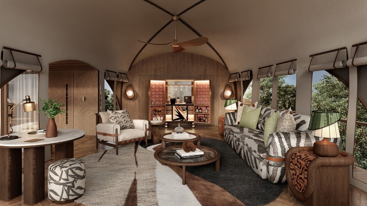 Render of The Ritz-Carlton Masai Mara Safari Camp Living Area copy