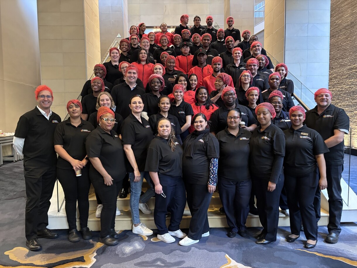 Staff from Marriott Bonvoy hotels gathered at The Westin Cape Town for a food packing event