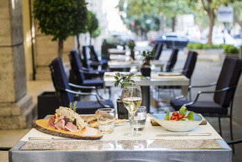 Doney terrace with food