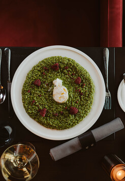 JW Marriott Berlin - Ramson Pearl Barley Risotto, Kremmen Buffalo Burrata, Raspberries