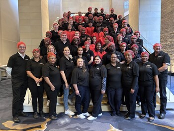 Staff from Marriott Bonvoy hotels gathered at The Westin Cape Town for a food packing event